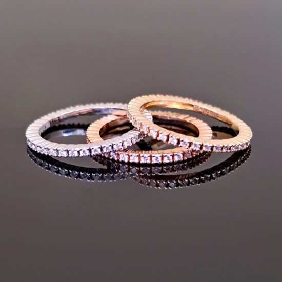 Prstenje roze, belo i žuto zlato sa dijamantima. 1200-600