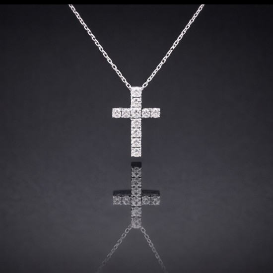 Krst sa ogrlicom od belog zlata sa dijamantima 0.36ct 491-228