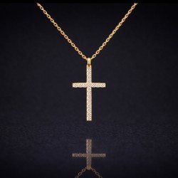 Krst sa ogrlicom od žutog zlata sa dijmantima 0.27ct 394-242