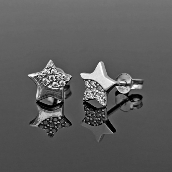 Minđuše od belog zlata sa cirkonima, zvezde 43-106