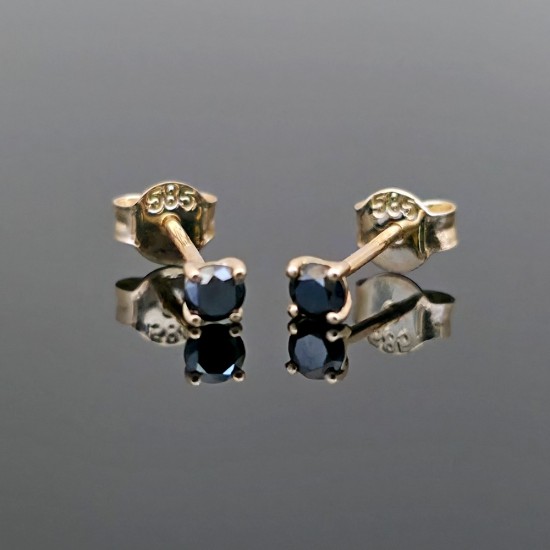 Mindjuše sa crnim dijamantima 0.24ct od zutog zlata 0707-061
