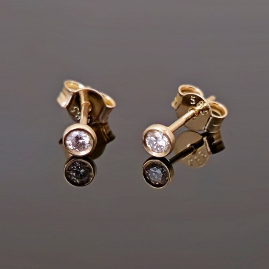 Mindjuše žuto zlato sa brilijantima 0.12ct 0401-069