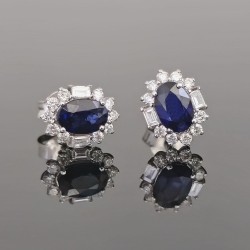 Minđuše od belog zlata sa plavim safirima i brilijantima 453-191