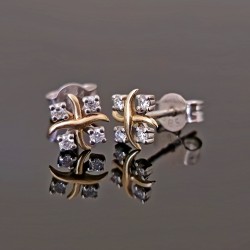 Minđuše od belog i žutog zlata sa brilijantima 0.13ct 203-097