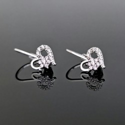 Minđuše od belog zlata sa cirkonima, srca 45-139