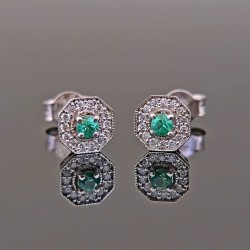 Minđuše od belog zlata sa smaragdima I brilijantima 279-154