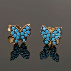 Minđuše od žutog zlata sa tirkizima. 0111-130