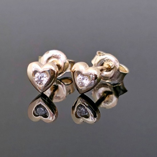 Minđuše od žutog zlata, srca sa citkonima 50-084