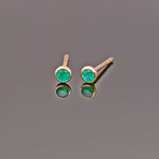 Minđuše žuto zlato sa smaragdima 0.11ct 0415-061