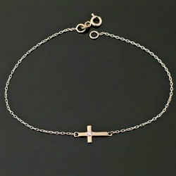 Narukvica od žutog zlata sa krstom i cirkonom 29-090