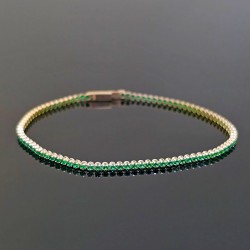 Narukvica tenis od žutog zlata sa zelenim cirkonima 23-300