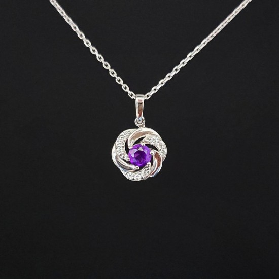 Ogrlica od belog zlata sa ametistom I brilijantima 582-300