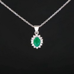 Ogrlica od belog zlata sa smaragdom,dijamantima i brilijantima 520-300