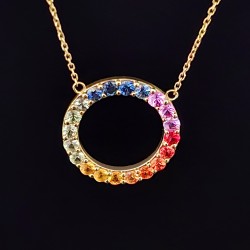 Ogrlica od žutog zlata sa safirima u boji 538-380