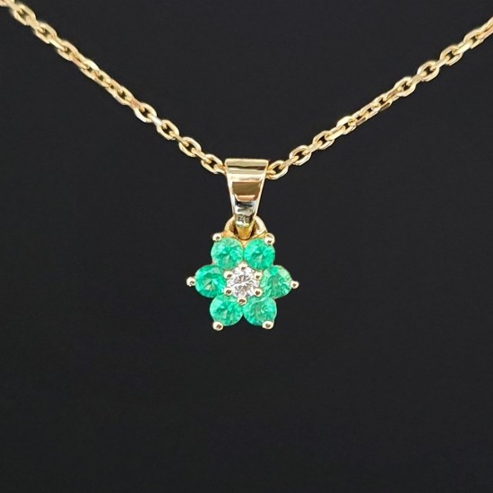 Ogrlica od žutog zlata sa smaragdima i brilijantom 445-200