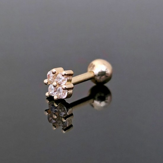 Pirsing minđuša tragus, od žutog zlata sa cirkonima 48-053