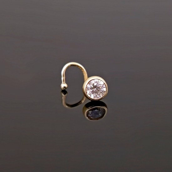 Pirsing za nos od žutog zlata sa cirkonom 001-025