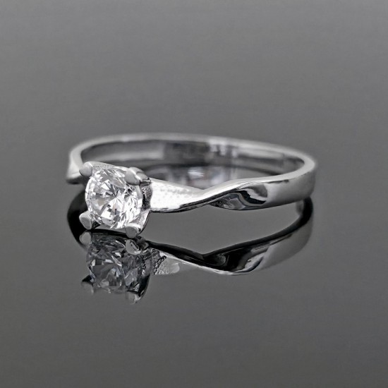 Prsten od belog zlata sa cirkonom 8-154