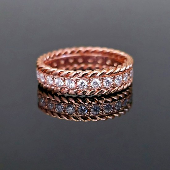 Prsten od rozeg zlata sa dijamantima 099-350