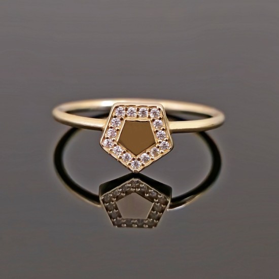 Prsten od žutog zlata sa cirkonima 0510-136