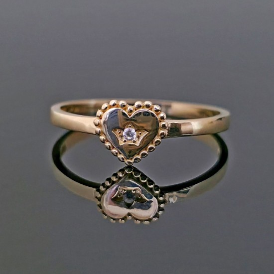 Prsten od žutog zlata sa cirkonom, srce 16-121