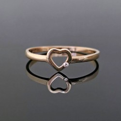 Prsten od žutog zlata, srce sa cirkonom 25-099