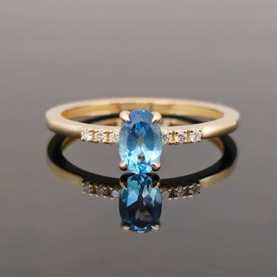 Prsten sa blue topazom i brilijantima 2120-180