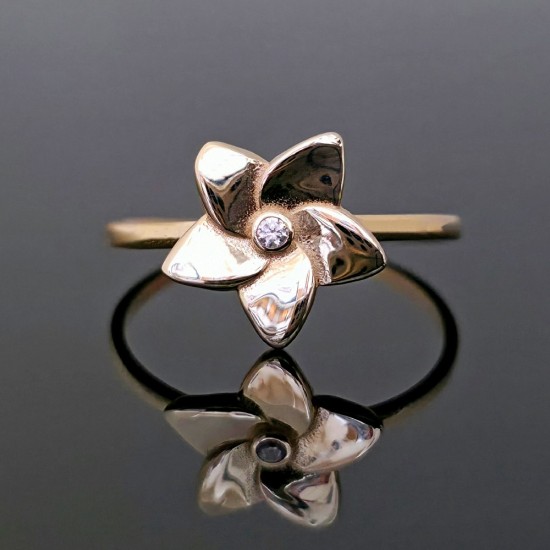 Prsten sa cirkonom od žutog zlata 15-149