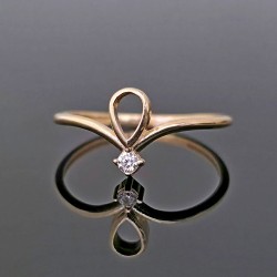 Prsten sa cirkonom od žutog zlata 18-106