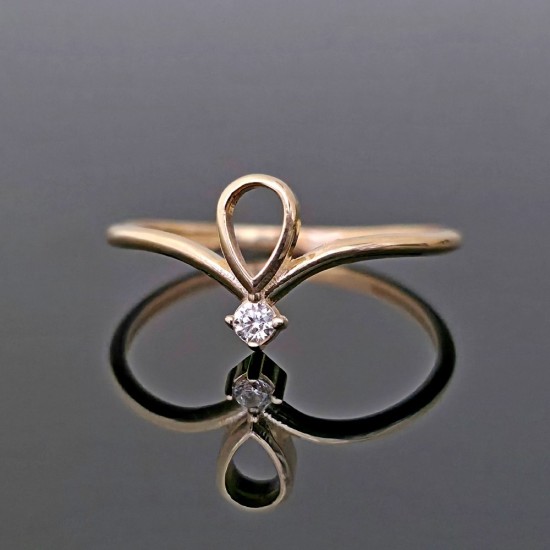 Prsten sa cirkonom od žutog zlata 18-106