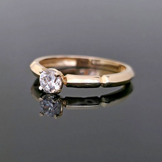 Prsten sa cirkonom od žutog zlata 29-144