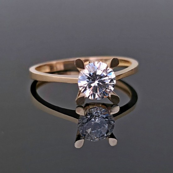 Prsten sa cirkonom od žutog zlata 30-185