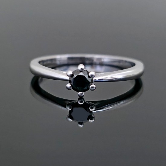 Prsten sa crnim dijamantom 0.26ct od belog zlata 380-300