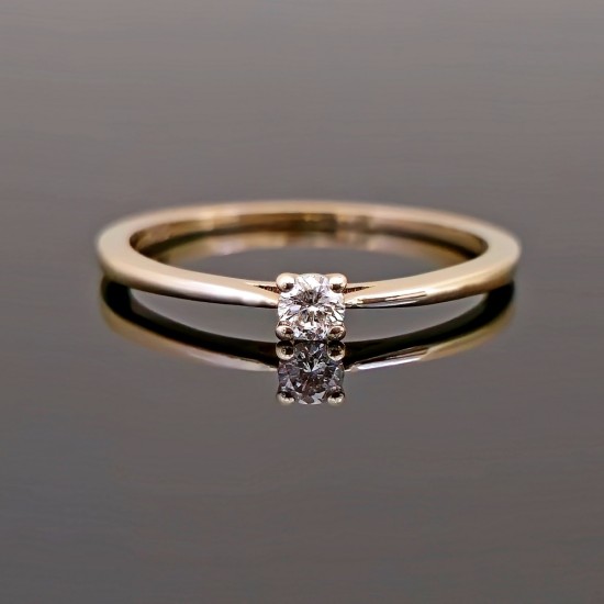 Prsten sa dijamantom 0.10ct od žutog zlata. 0518-131