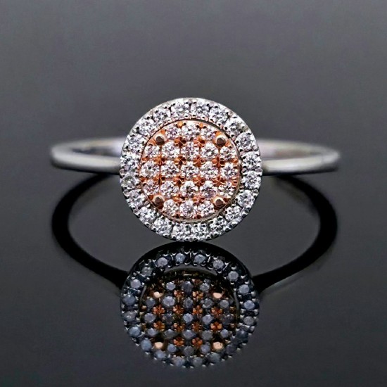 Prsten sa dijamantima 0.21ct od belog i roze zlata. 355-164