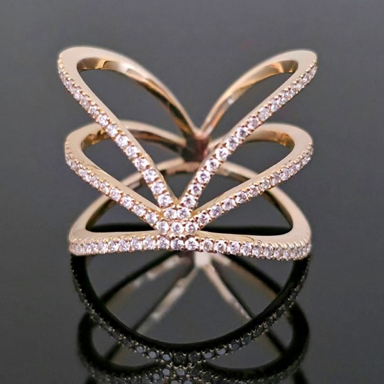 Prsten sa dijamantima 0.43ct od žutog zlata. 750-440