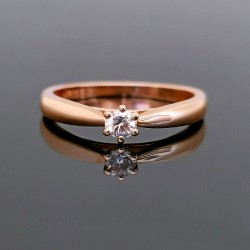 Prsten sa dijamantom 0.15ct od roze zlata. 375-275