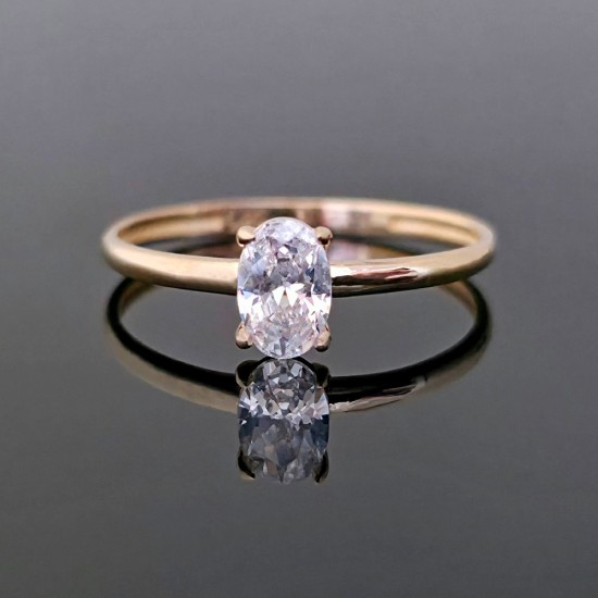 Prsten sa ovalnim cirkonom od žutog zlata 31-100