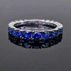 Prsten sa plavim safirima 1.55ct od belog zlata. 425-190