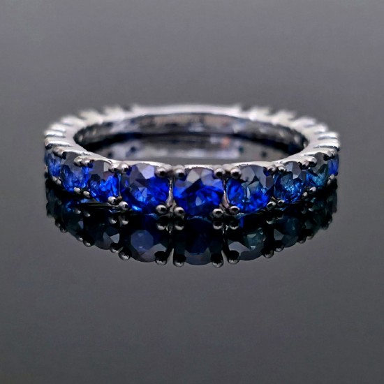 Prsten sa plavim safirima 1.55ct od belog zlata. 425-190