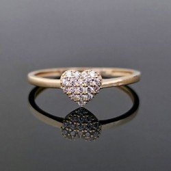 Prsten srce sa cirkonima od žutog zlata 33-103