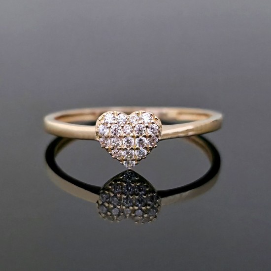 Prsten srce sa cirkonima od žutog zlata 33-103