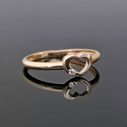 Prsten srce sa cirkonom od žutog zlata 24-106