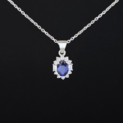 Ogrlica od belog zlata  sa safirom, dijamantima i brilijantima 610-300