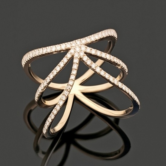 Prsten sa dijamantima 0.43ct od žutog zlata. 750-440