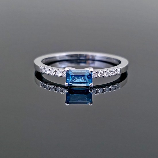 Prsten sa london topazom I brilijantima 1110-177