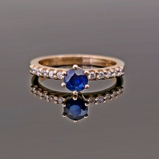 Prsten sa safirom I brilijantima 070-300-B